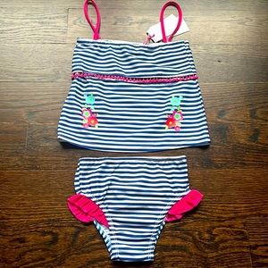 2/$25 NWT Girl / Toddler Blue and White Stripes Bathing Suit Size 4T